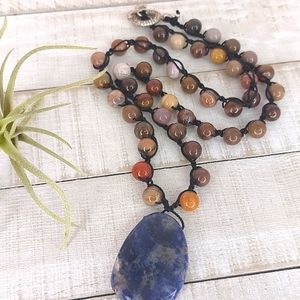 Petrified Wood and Sodalite Necklace made by Rust Belt Raised